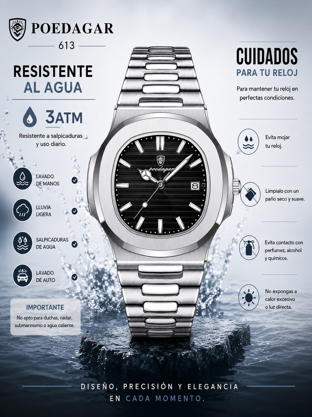 Reloj Poedagar Steel (Negro)