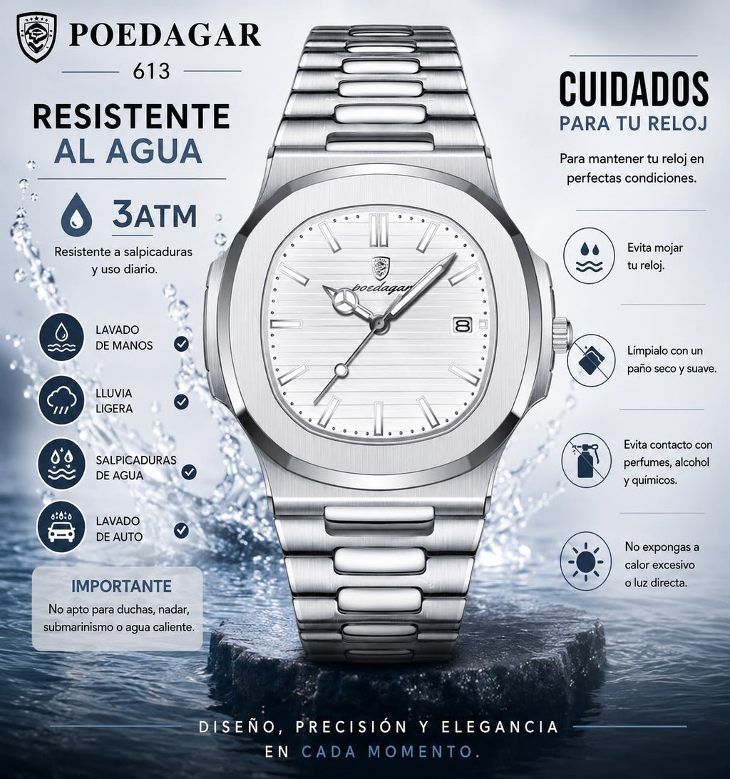 Reloj Poedagar Steel (Blanco)