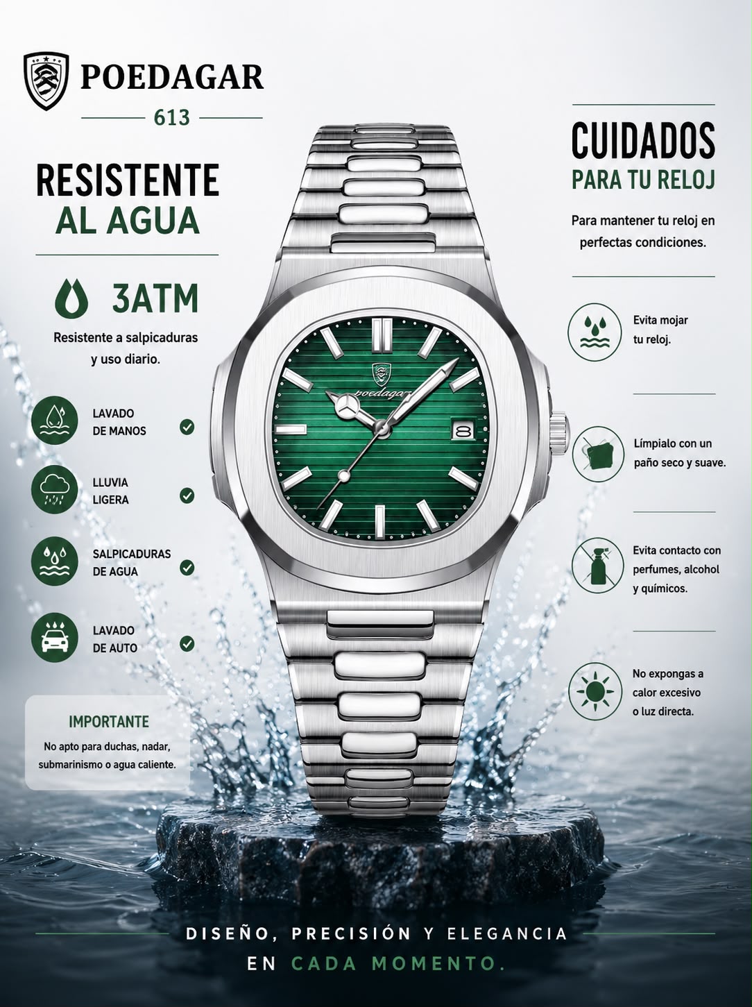 Reloj Poedagar Steel (Verde)